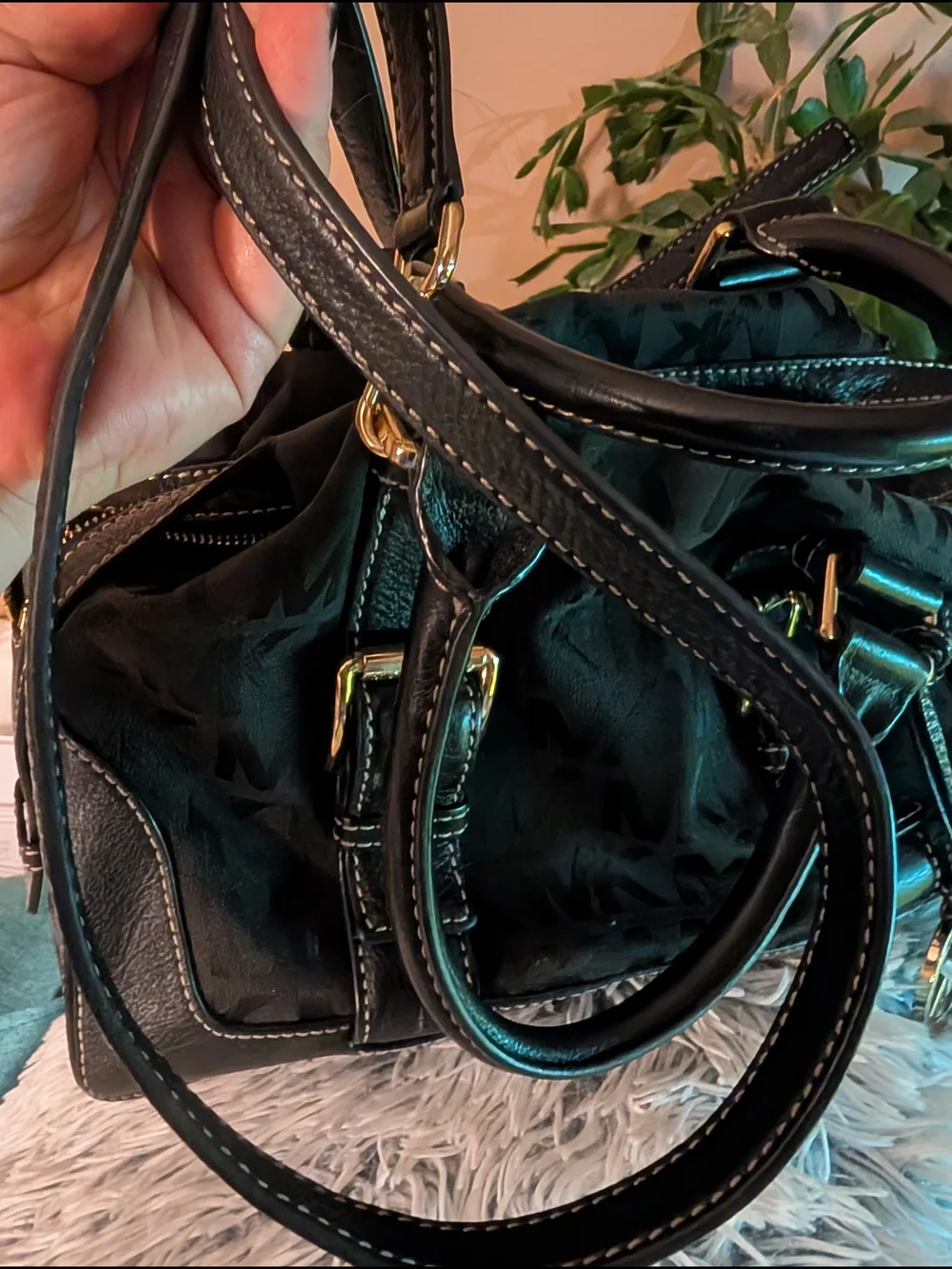 Michael Kors Black MK Signature Satchel Bag